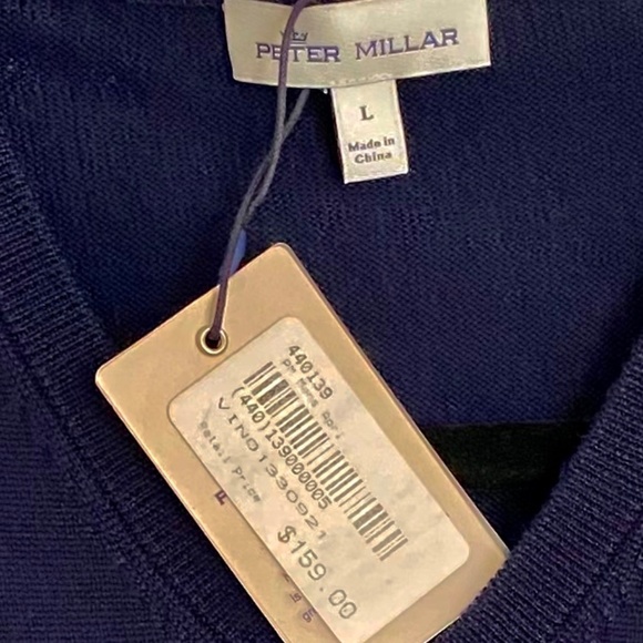 NWT Peter Millar Crown Soft Navy Wool & Silk Pullover Vest - Size L - Picture 4 of 4